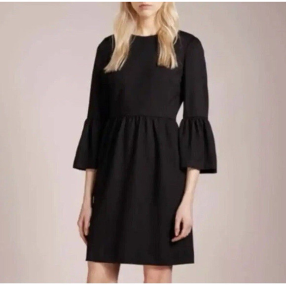 CLUB MONACO Black Bell Sleeve Loalla Ponte Dress Size 2 Classic Office Work - Picture 3 of 14